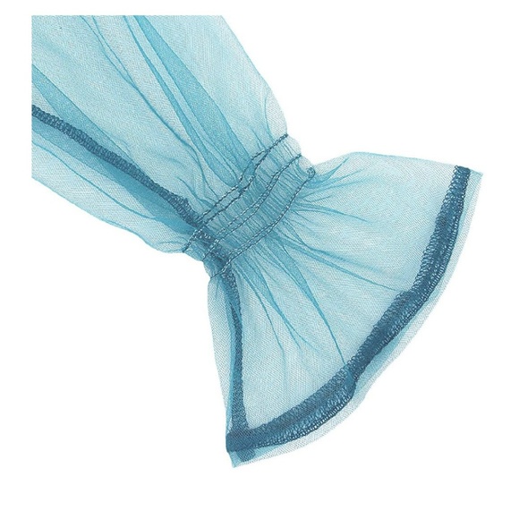 GRETCHEN Sexy Teal Sheer Blouse - Picture 4 of 6